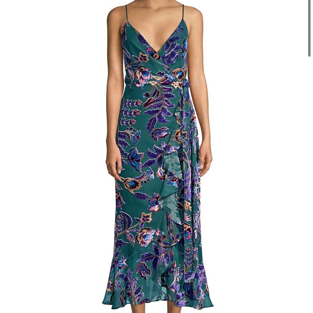 PatBO Burnout Velvet Wrap Dress